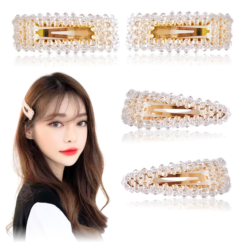 ANNACREATIONS ANNA CREATIONS Korean Style Tic Tac Clip Rhinestones Hairpin Shiny Crystal Hairclips Hair Barrettes Vintage Hair Accessories for Women  Girls Pack of 4 Pcs - Image 1