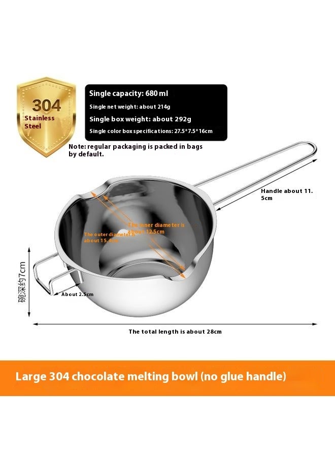 Double Boiler Stainless Steel Pot for Melting Chocolate, Candy and Candle Making ( 680ML)-Stainless Steel Double Pot,kitchen Melting Pot Baking Tools,304 Chocolate Melting Pot For Melting Chocolate,butter,cheese, Caramel And Candy  - Image 1