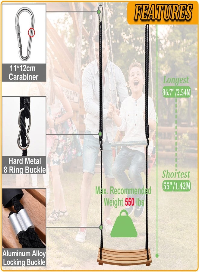 Taeku Wooden Swing, Adult Board Swing, Playground, Garden Swing, Children's Swing with Height-Adjustable Rope for Indoor and Outdoor Use (56 x 25 cm) - Image 3