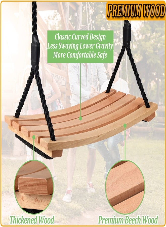 Taeku Wooden Swing, Adult Board Swing, Playground, Garden Swing, Children's Swing with Height-Adjustable Rope for Indoor and Outdoor Use (56 x 25 cm) - Image 4