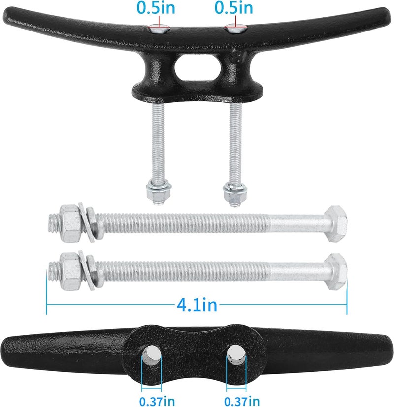 VEITHI Dock Cleats 6/8/10 inch With Hardware,Electrophoretic Coated Black Boat Cleat Dock Boat Cleats,Rope Cleat Boat Dock Cleats Ideal for Boat Docks, Decks, Piers for Tying up Boats (2,4,6,8,12 Pack) - Image 3