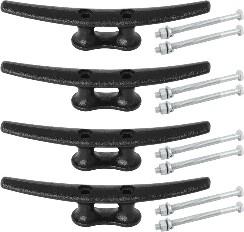 VEITHI Dock Cleats 6/8/10 inch With Hardware,Electrophoretic Coated Black Boat Cleat Dock Boat Cleats,Rope Cleat Boat Dock Cleats Ideal for Boat Docks, Decks, Piers for Tying up Boats (2,4,6,8,12 Pack) - Image 1