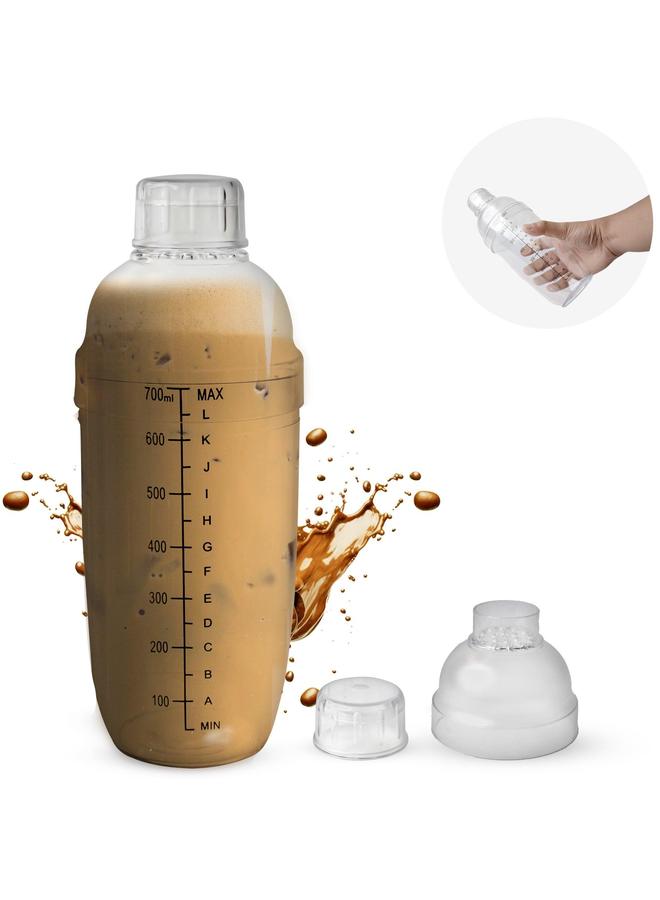 HOMESTAR Coffee Transparent Shaker 700ML with Built In Strainer Drink Mixer Scale Thickened Hand Cup Professional Mixing Tool  - Image 1
