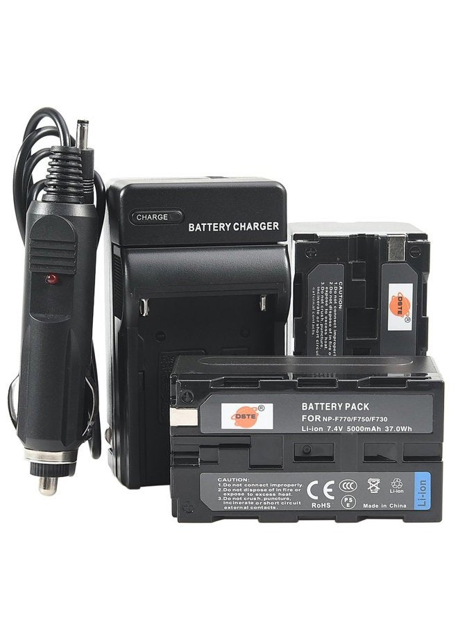 DSTE Replacement for 2X NP-F750 Battery + DC01 Travel and Car Charger Adapter Compatible Sony CCD-TRV215 CCD-TR917 TR315 HDR-FX1000 HDR-FX7 HVR-V1U HVR-Z7U HVR-Z5U Camera as NP-F730 NP-F770 - Image 1
