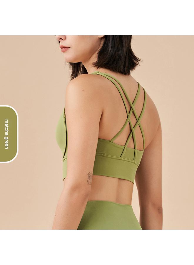 Women's Sports Bra - Professional Training Bra - Yoga Sports Comfort Dance Cropped Top - Matcha Green - Image 1