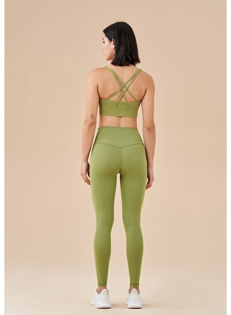 Women's Sports Bra - Professional Training Bra - Yoga Sports Comfort Dance Cropped Top - Matcha Green - Image 3