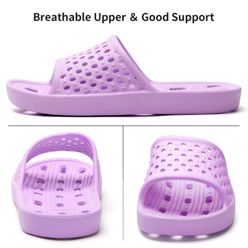 Xomiboe Shower Shoes Women Non Slip Men Shower Slippers College Dorm Room Essentials for Girls Kids Sandals Flip Flops Plastic Quick Dry Swimming Water Shoe (Purple,EU38-39) - Image 4