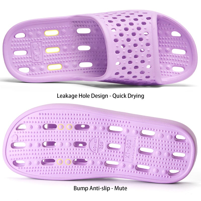 Xomiboe Shower Shoes Women Non Slip Men Shower Slippers College Dorm Room Essentials for Girls Kids Sandals Flip Flops Plastic Quick Dry Swimming Water Shoe (Purple,EU38-39) - Image 5