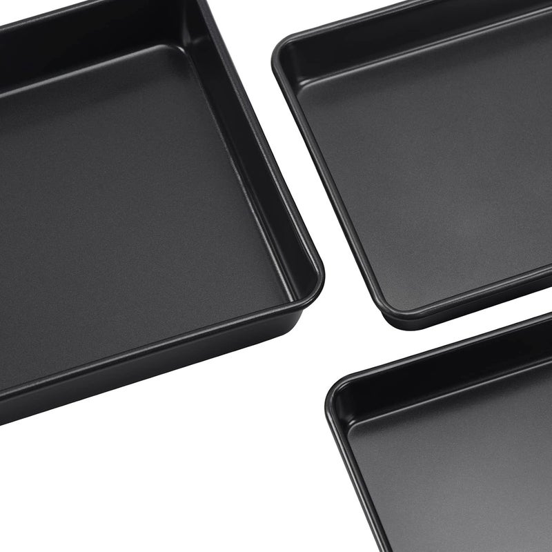 CAMOFOXIN Nonstick Roasting Pan, Deep Baking Pan Set, Large Cake Pan Sets for Oven, 3-Piece Brownie Pan （Black） - Image 5