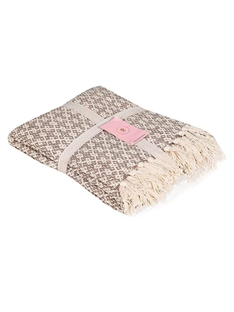 SASHAA WORLD Soft Throw Blanket | Used Both Indoor and Outdoor |Blanket for Living Room, Sofa, Bed & Chair | Beige Throw Blanket| Pack of 1, 180 x130 cm| Cotton| Lightweight - Image 1