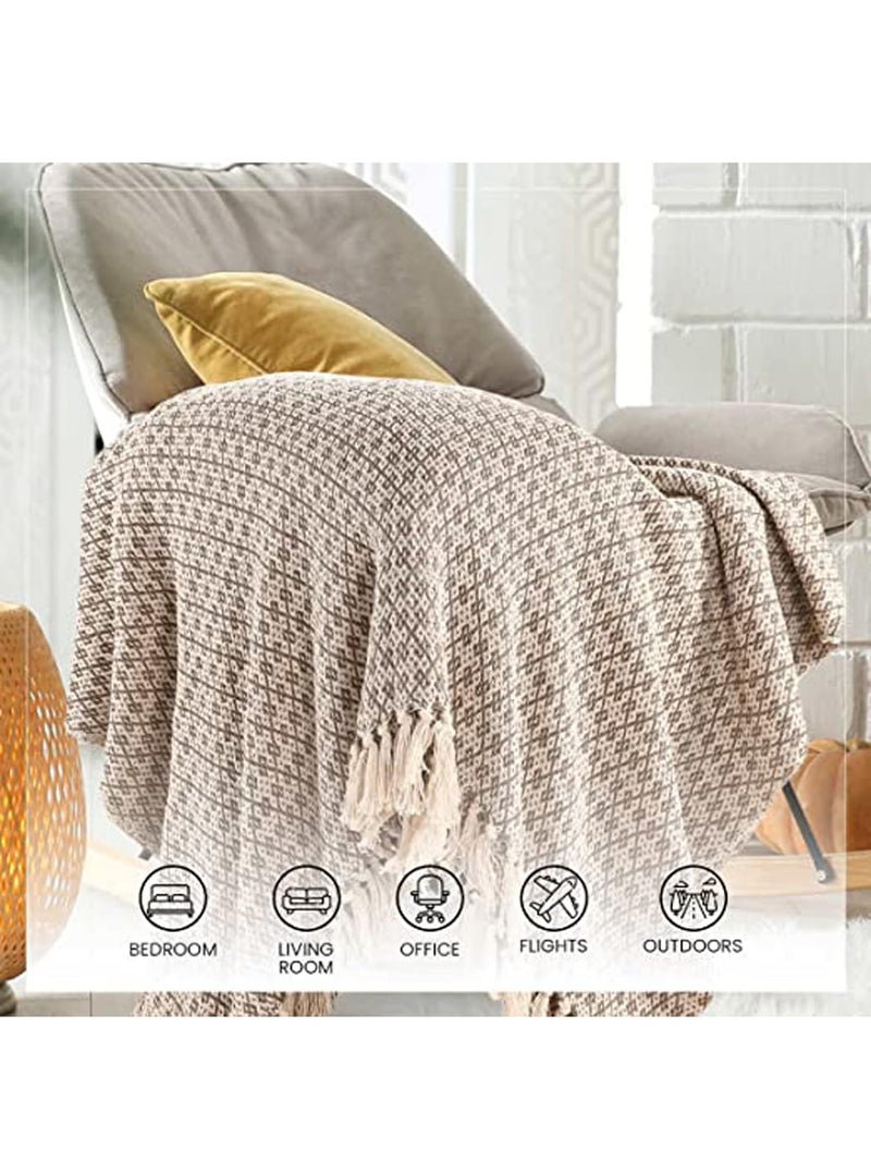 SASHAA WORLD Soft Throw Blanket | Used Both Indoor and Outdoor |Blanket for Living Room, Sofa, Bed & Chair | Beige Throw Blanket| Pack of 1, 180 x130 cm| Cotton| Lightweight - Image 4