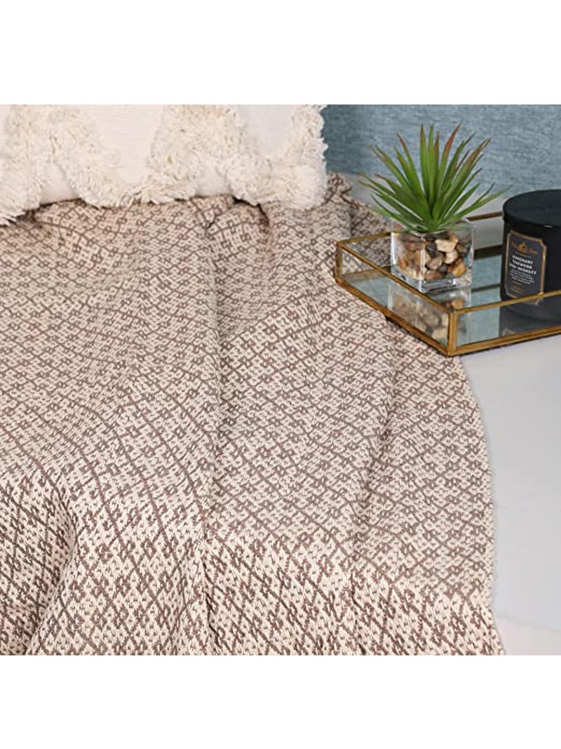 SASHAA WORLD Soft Throw Blanket | Used Both Indoor and Outdoor |Blanket for Living Room, Sofa, Bed & Chair | Beige Throw Blanket| Pack of 1, 180 x130 cm| Cotton| Lightweight - Image 2
