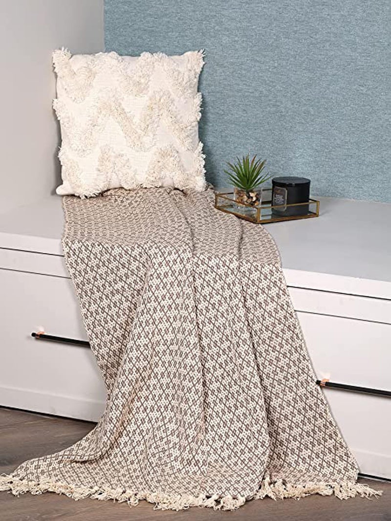 SASHAA WORLD Soft Throw Blanket | Used Both Indoor and Outdoor |Blanket for Living Room, Sofa, Bed & Chair | Beige Throw Blanket| Pack of 1, 180 x130 cm| Cotton| Lightweight - Image 5