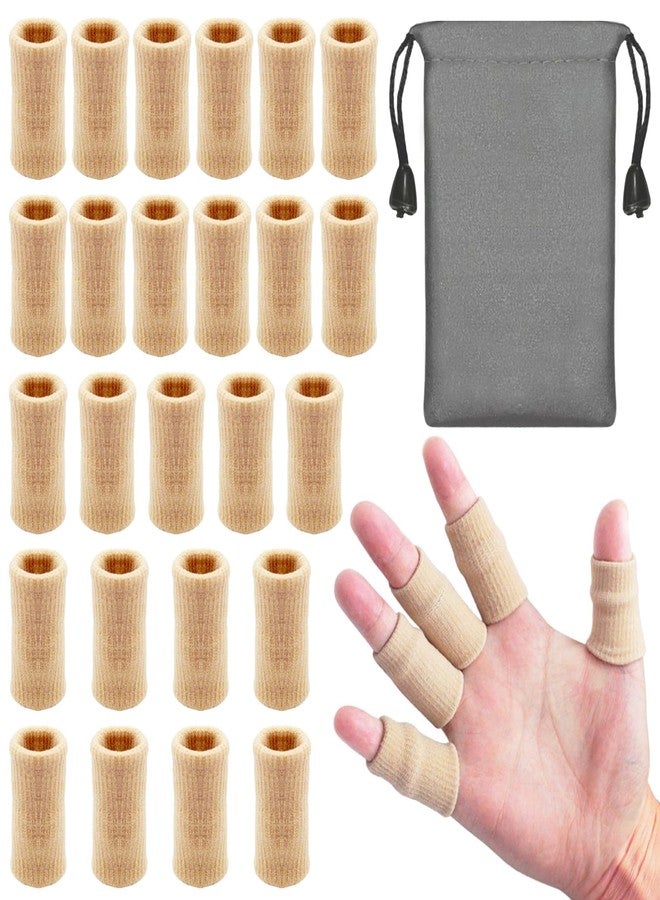 LAPOHI 30 PCS Finger Sleeves with 1 Storage Bag, Sports Finger Protectors Thumb Splint Brace Support, Elastic Finger Tape for Relieving Pain Arthritis Trigger Finger Basketball - Image 1