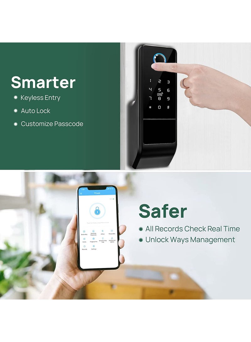 Nomeregan Smart Door Lock,TT Lock Bluetooth and WiFi 2 in 1 Smart Lock, Fingerprint Door Lock, Keyless Entry Door Lock, Biometric for Home Bedroom Apartment - Image 3