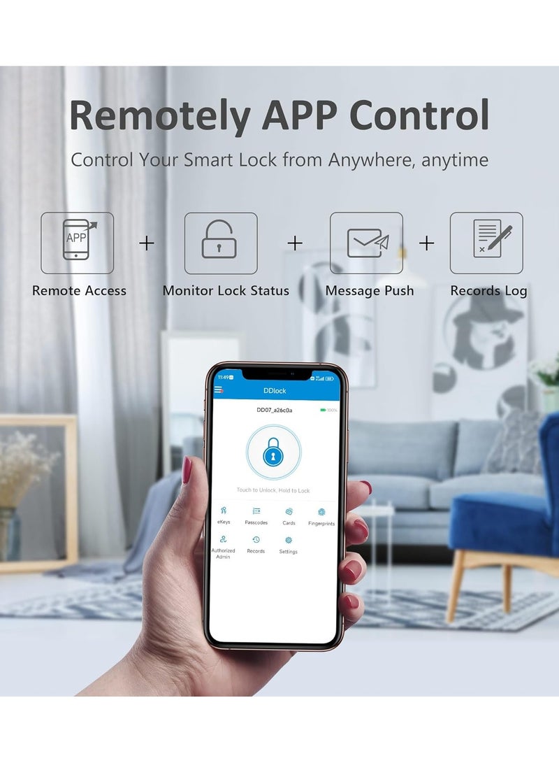 Nomeregan Smart Door Lock,TT Lock Bluetooth and WiFi 2 in 1 Smart Lock, Fingerprint Door Lock, Keyless Entry Door Lock, Biometric for Home Bedroom Apartment - Image 4