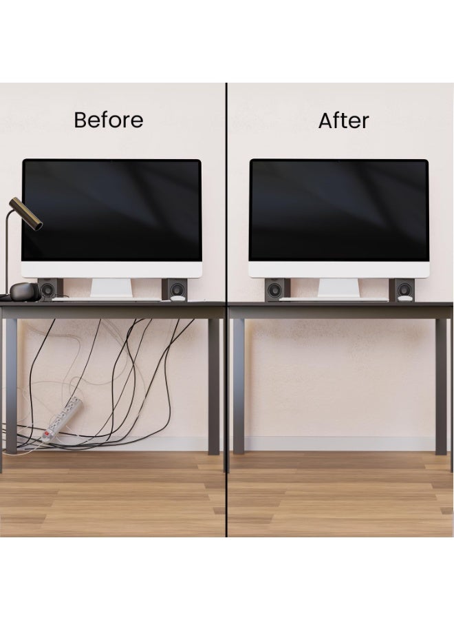 Bukela Cable Management Under Desk Kit (12 Units) - Under Desk Cable Management Cord Hider, Cable Hider Cord Management, Cable Organizer, Cord Organizer Tray - J Channel - Black - Image 4