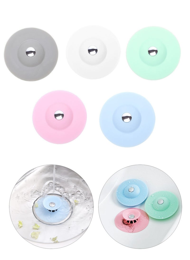 5 Pcs Shower Drain Stopper Silicone Bathtub Drain Strainers for Bathroom and Kitchen - Image 1