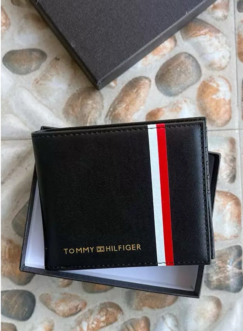 Tommy Hilfiger Plus Men's Wallets, Genuine Cow Leather Wallet, Casual Men Purse, Slim Short Wallet, Gift for Father  - Image 1