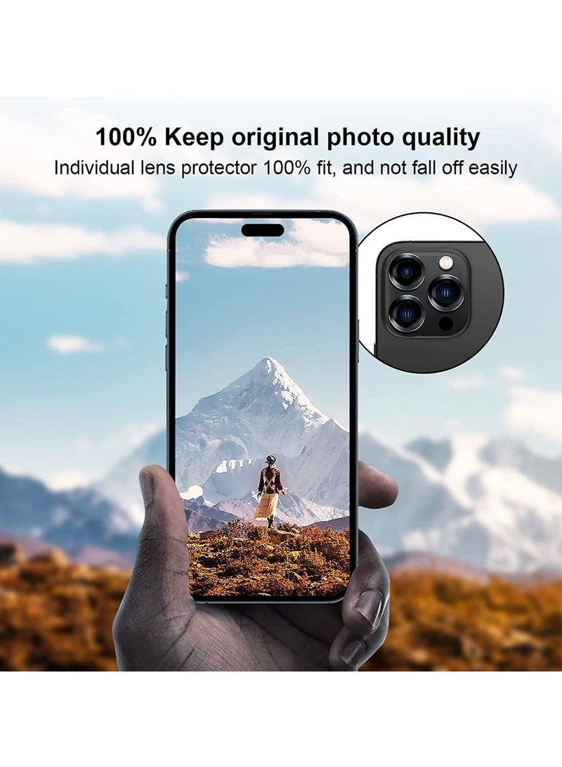 Wtech Apple iPhone 15 Pro Max 2023 Premium Camera Lens Film Protector Shield (MLHICR) - Clear/Black - Image 5