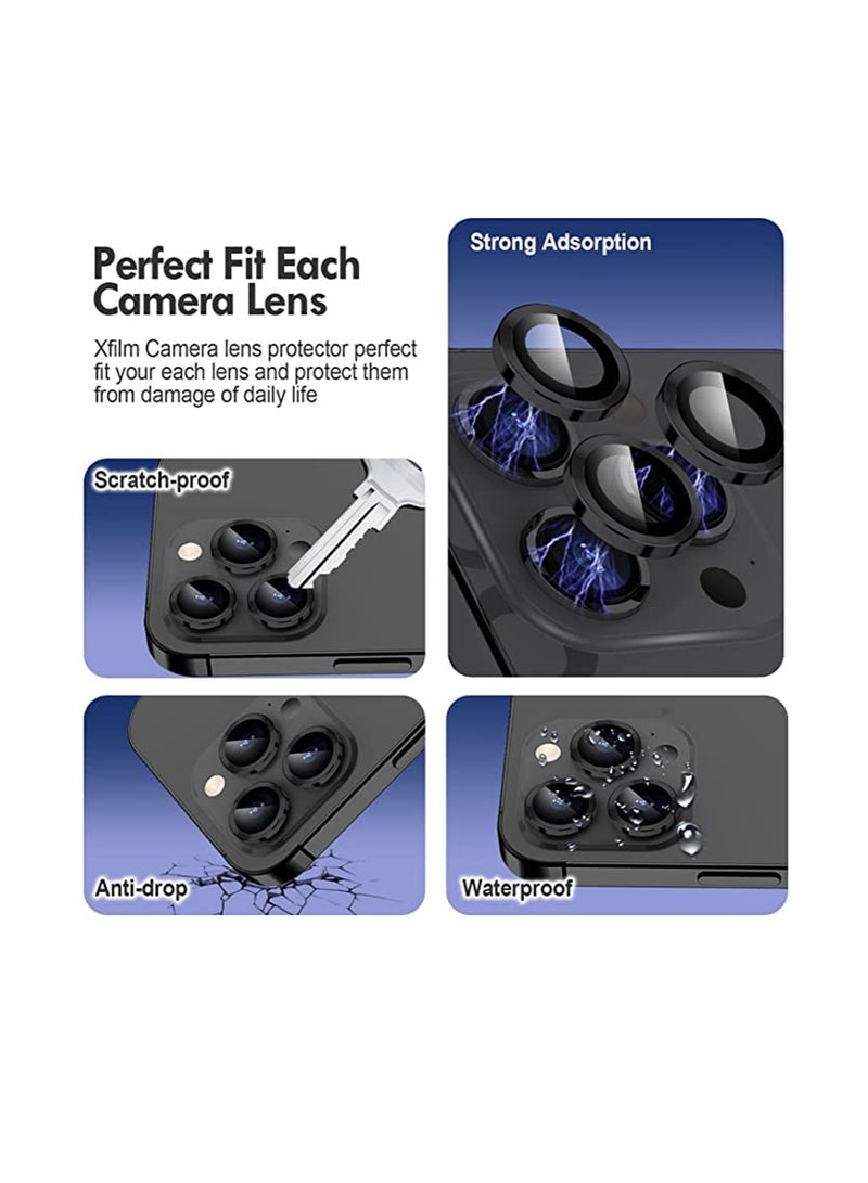 Wtech Apple iPhone 15 Pro Max 2023 Premium Camera Lens Film Protector Shield (MLHICR) - Clear/Black - Image 3