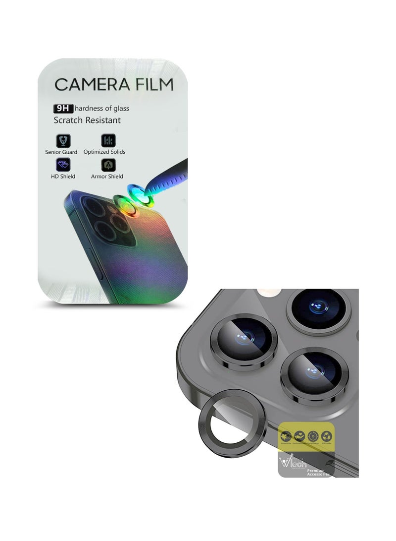 Wtech Apple iPhone 15 Pro Max 2023 Premium Camera Lens Film Protector Shield (MLHICR) - Clear/Black - Image 2