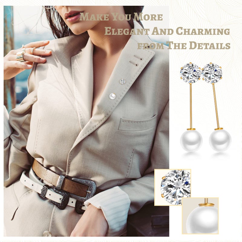 Mtlee 17 Pieces Pearl Brooch Pins Sweater Shawl Clips Faux Pearl Rhinestones Collar Safety Pin for Women Girls Clothing Dresses Decoration Accessories with Storage Box (Classic Style) - Image 4