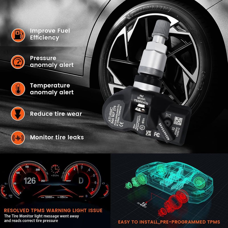 مجموعة من 1 مستشعر TPMS لمراقبة ضغط الإطارات 315MHz متوافق مع Outback B9 Chipeng Lion OEM - بديل لـ # 28103AG00B - Image 3