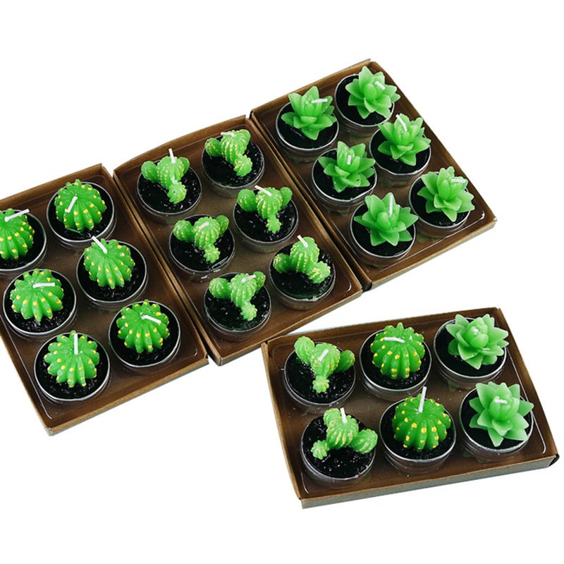 🌱 ٦ شموع نبات العصارة واقعية للإضاءة ديكور المنزل حفلات عيد الميلاد الزفاف - Image 1