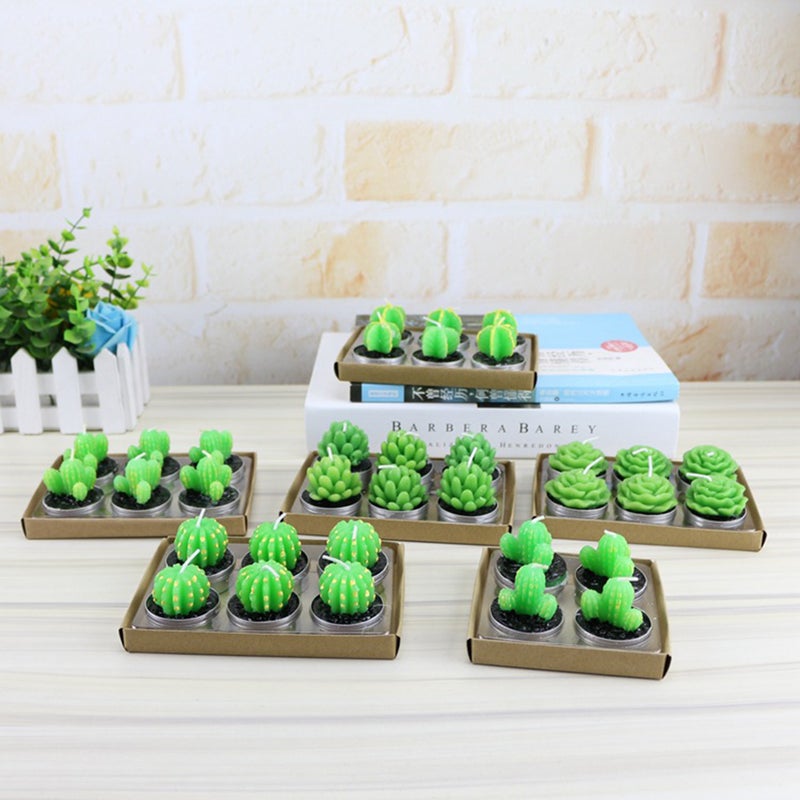 🌱 ٦ شموع نبات العصارة واقعية للإضاءة ديكور المنزل حفلات عيد الميلاد الزفاف - Image 5