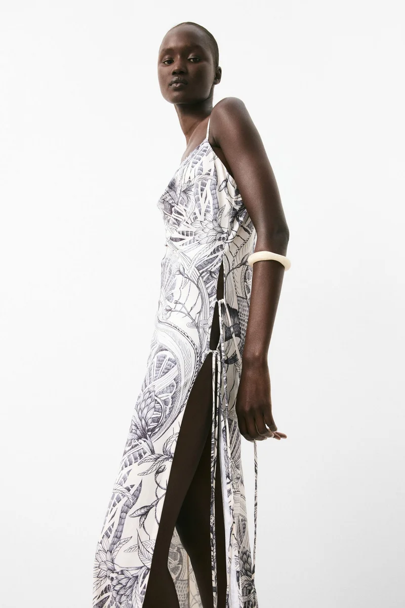 اتش اند ام فستان بحمالات كتف بشق جانبي