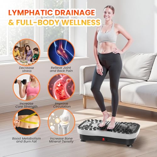 AXV Vibration Plate Fitness Platform Exercise Machine Vibrating Shaking Workout Full Body Shaker Vibrate Stand Shake Board Sport Gym Pad for Weight Loss Fat Burner for Women Men - Image 5