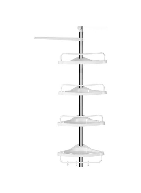 Bathroom Corner Shelf Unit – 4-Tier Storage Shelves, 320 cm Height, White, Space-Saving and Durable