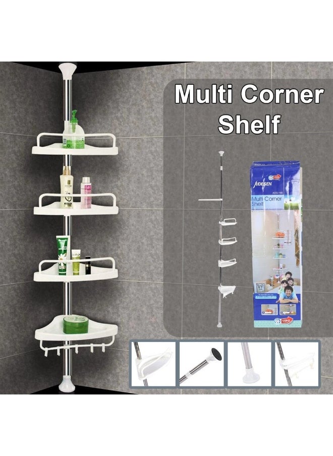 Generic - Bathroom Corner Shelf Unit – 4-Tier Storage Shelves, 320 cm Height, White, Space-Saving and Durable - Image 1