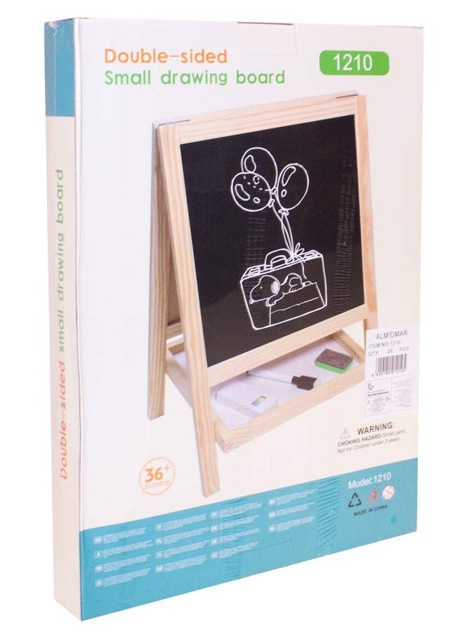 Toy Box Multifunction Portable Double Sided Wooden Whiteboard & Chalkboard With Height Adjustable Drawing Stand for Kids Learning - Image 4