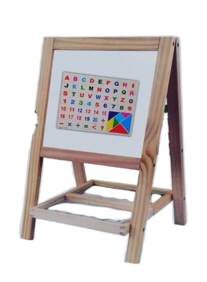 Toy Box Multifunction Portable Double Sided Wooden Whiteboard & Chalkboard With Height Adjustable Drawing Stand for Kids Learning - Image 2