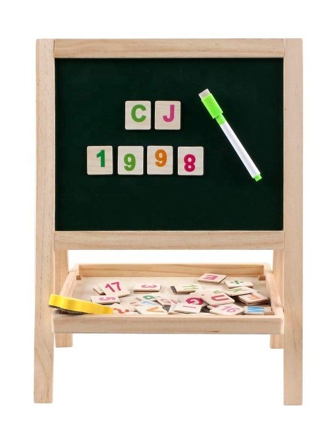 Toy Box Multifunction Portable Double Sided Wooden Whiteboard & Chalkboard With Height Adjustable Drawing Stand for Kids Learning - Image 5