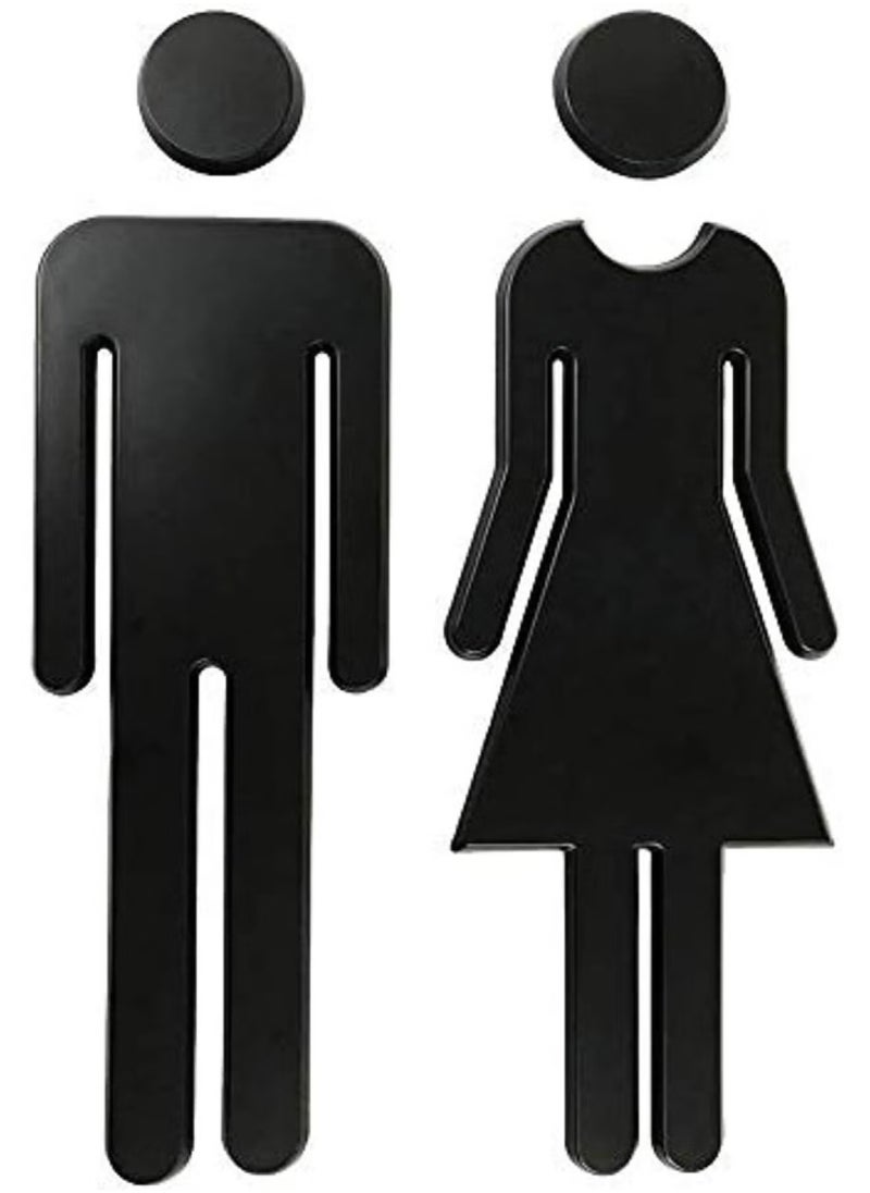 FLEXYKO Premium Funny Bathrooms Signs Acrylic Adhesive Backed Men s and Women s Bathroom Sign 7.8 Black  - Image 1
