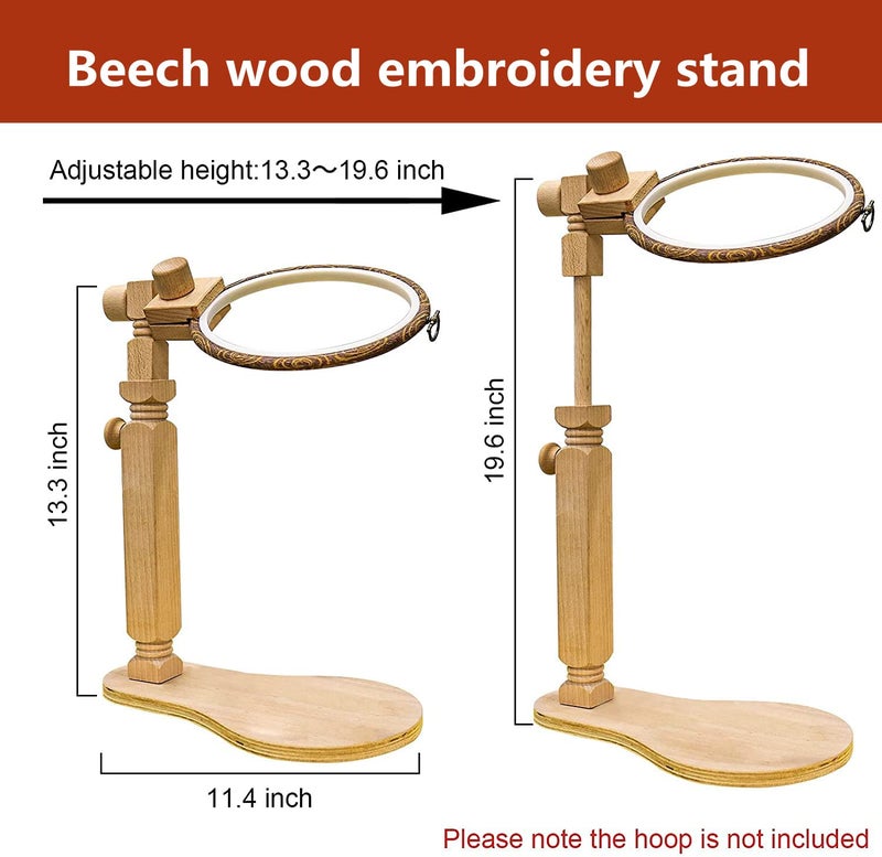 GuoFa Embroidery Hoop Stand - Rotated Cross Stitch Stand Lap, Easy to Use Natural Beech Wood Embroidery Hoop Holder, Hands Cross Stitch Stand for Art Craft Sewing Needlework Projects - Image 2