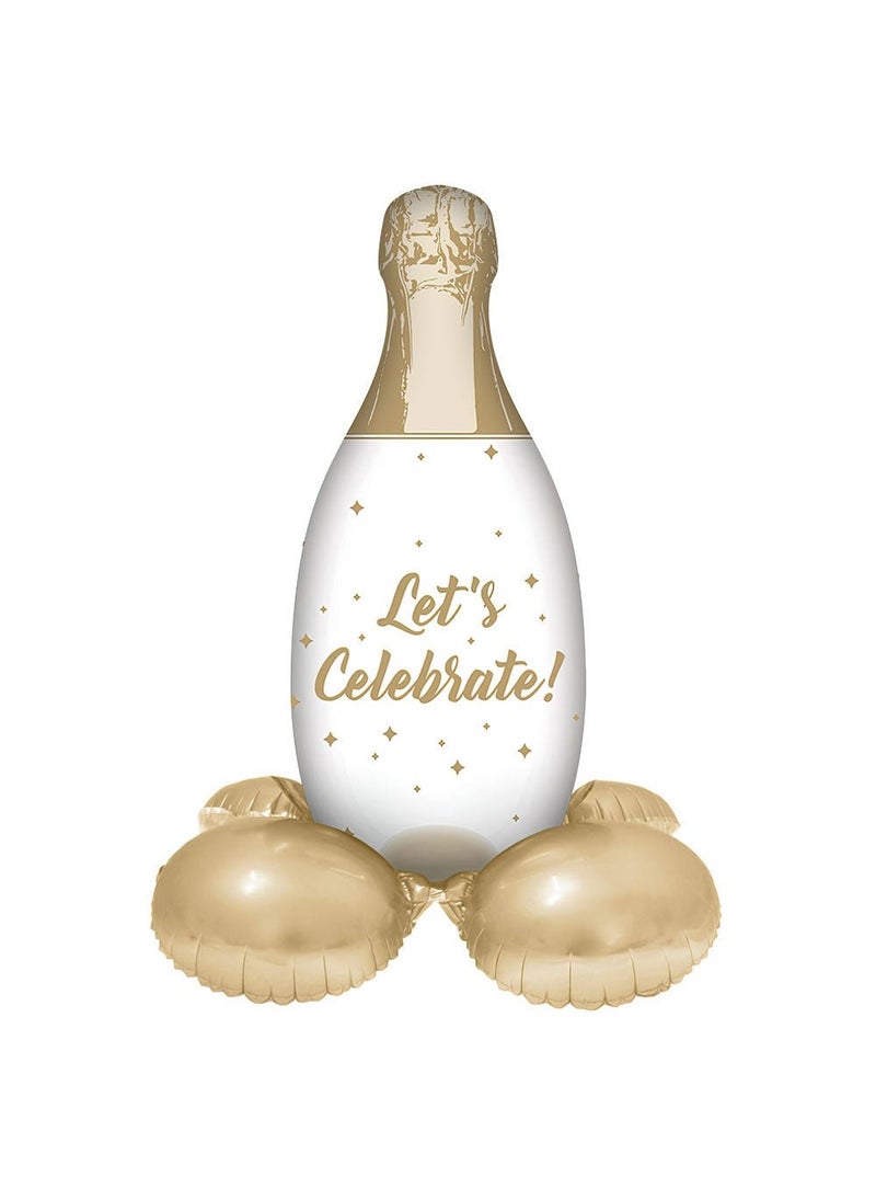 Folat Let's Celebrate Champagne Bottle Foil Balloon Gold 86cm