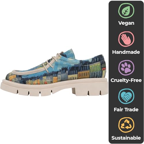 DOGO Platform Loafers for Women - Handmade and Vegan Leather Penny Loafers for Women, Sea Sparkles Design, Size 10 - Image 5