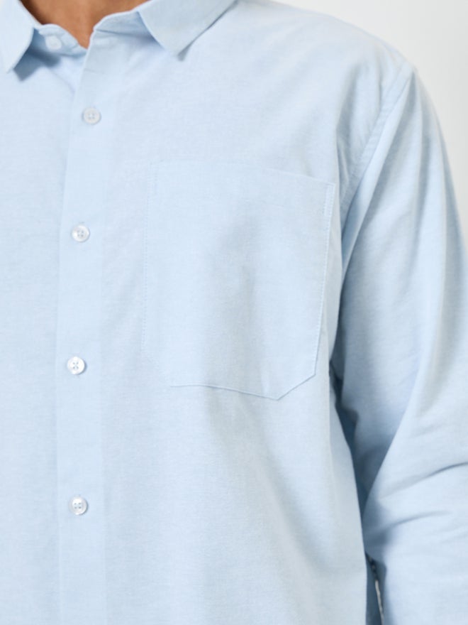Styli Men Blue Relaxed Fit Cotton Casual Shirt - Image 5