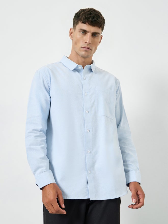 Styli Men Blue Relaxed Fit Cotton Casual Shirt - Image 1