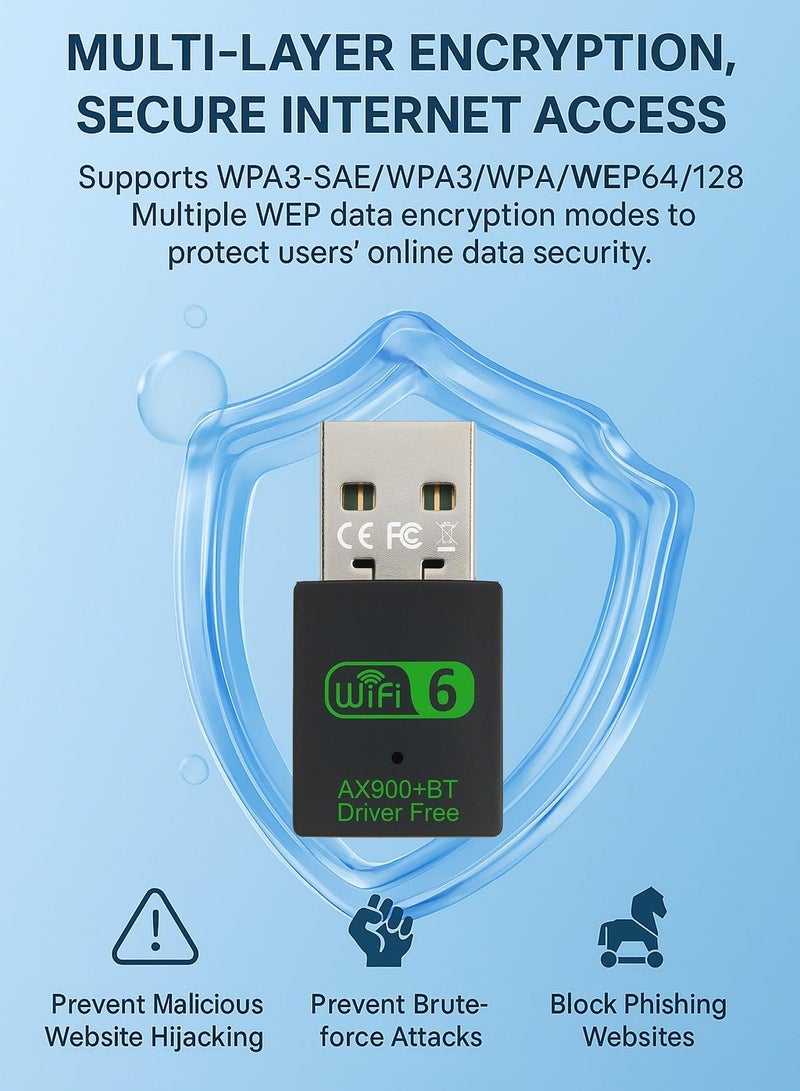 Mini USB WiFi 6 Adapter with Bluetooth – Dual Band 2.4GHz 286Mbps and 5GHz 600Mbps, Wireless USB Dongle for Laptop/Desktop PC, Supports Windows 11/10/7 - Image 5