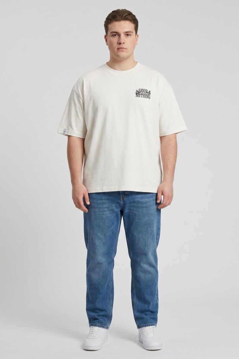 GOOD FOR NOTHING Men Crew Neck Short Sleeve Graphic Print T-Shirt, Off White - Image 2