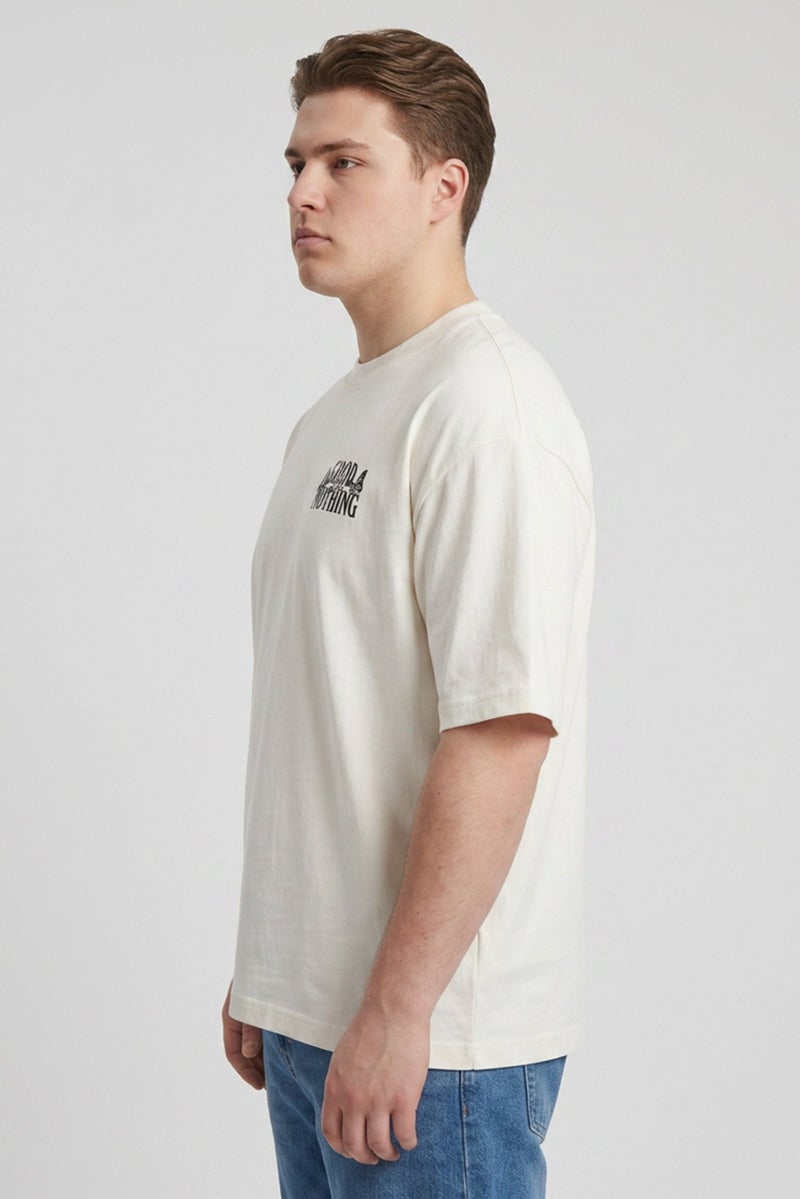 GOOD FOR NOTHING Men Crew Neck Short Sleeve Graphic Print T-Shirt, Off White - Image 3