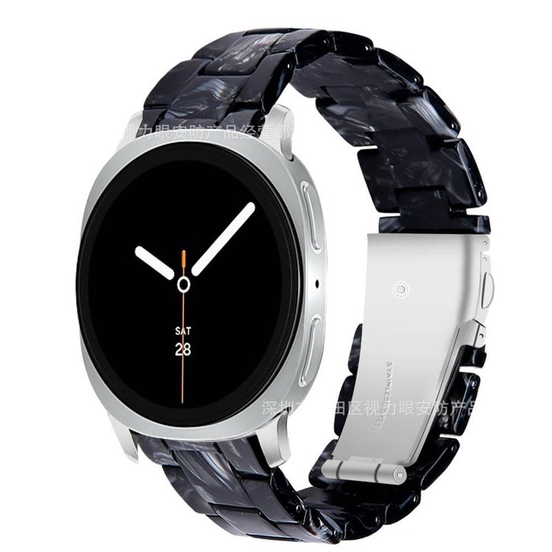 سوار ساعة ذكية سوار راتنج متوافق مع Samsung Galaxy Watch 8 Classic بملاءمة قابلة للتعديل وحزام بديل للاستخدام اليومي باللون أسود قابل للتعديل باللون الأسود - Image 1