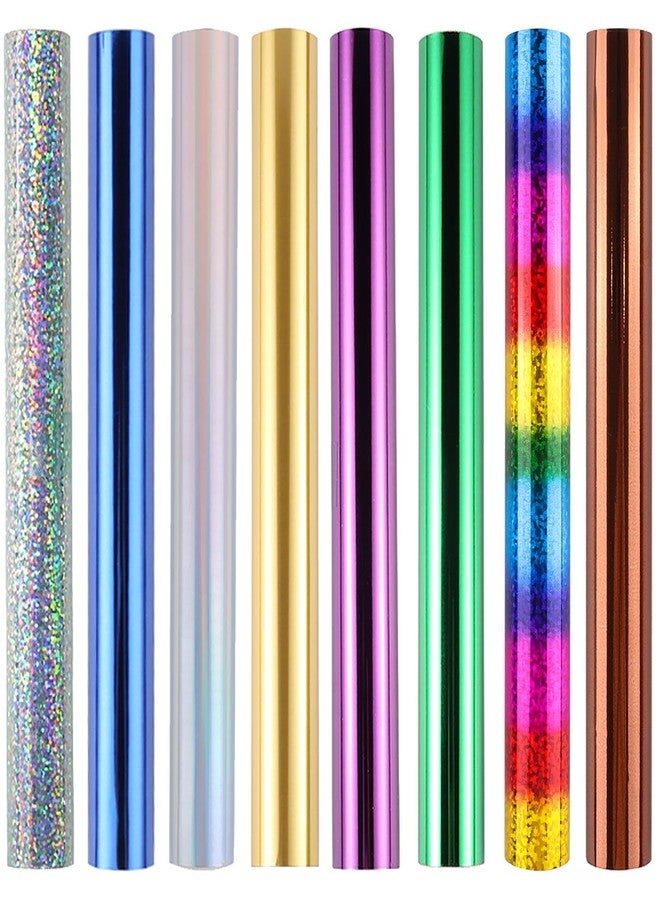 CYFUN DESIGN 5mx19.3cm 8 Rolls Toner Reactive Foil Paper Hot Stamping Wrapping Paper for Card Making Sparkling Craftwork Scrapbooking Paper Crafts Handmade Foil by Laser Printer and Laminator Album Decoration - Image 1