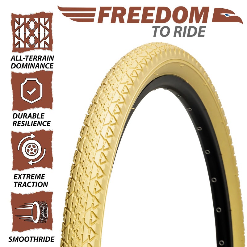 MOHEGIA 26 Inch Cruiser Bike Tires Set: MOHEGIA 26x2.125 Inch Folding Tires Cream 2-Pack,Pair Bike Tubes,and 2 Tire Levers Replacement Kit for Beach Cruiser and Urban Commuting Bicycle - Image 3