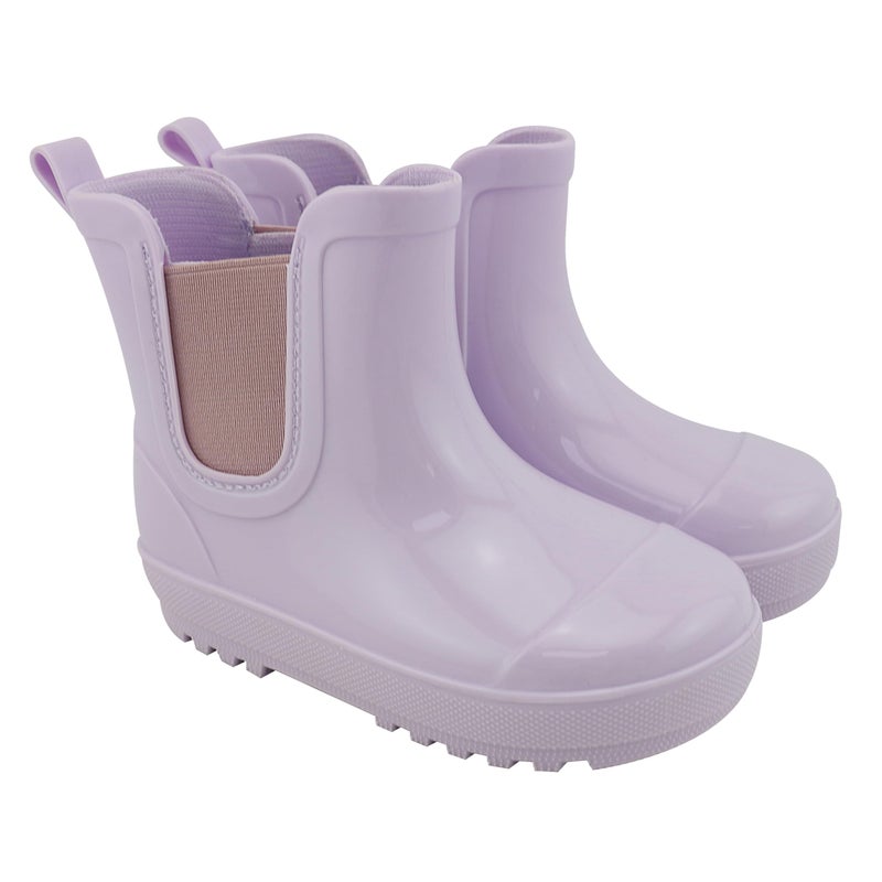 BEARPAW Toddler and Kids' Chelsea Rain Boots, Waterproof Rubber Rainboot, Girls/Boys Light Water Shoes for Muddy Park/Hiking - Lilac Gloss, Size 4T - Image 2